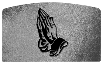 DACRO-516-BK-SH-SL Black Praying Hands Shimmer Silver
